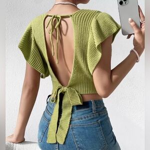 Green Knit Open-Back Top Size 1XL   <<45>>